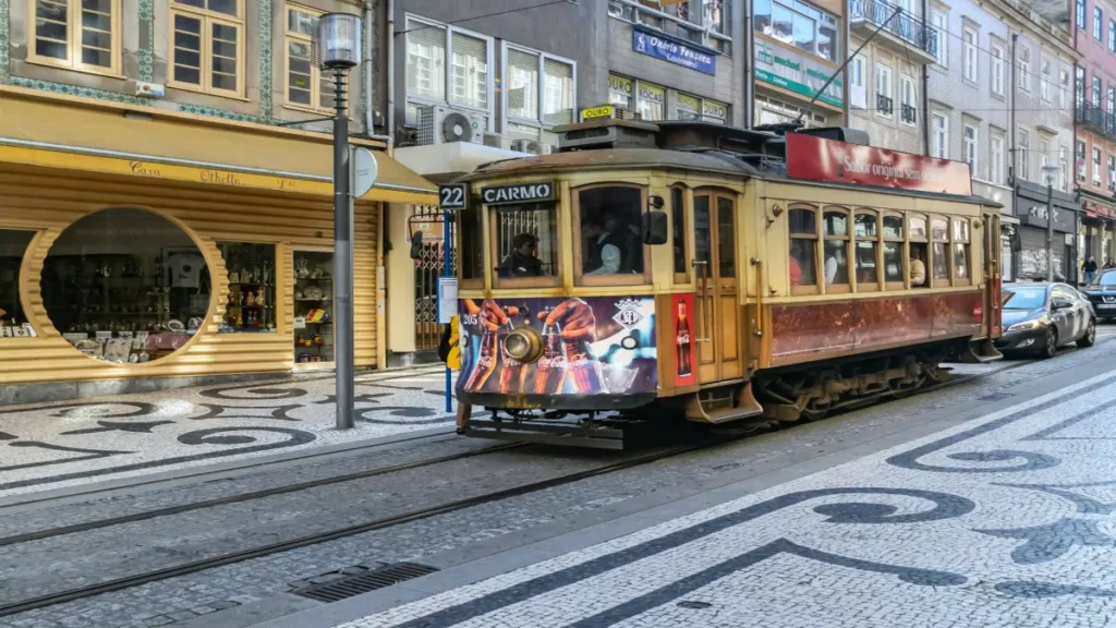 Tram at Rua de Santa Catarina in Porto
